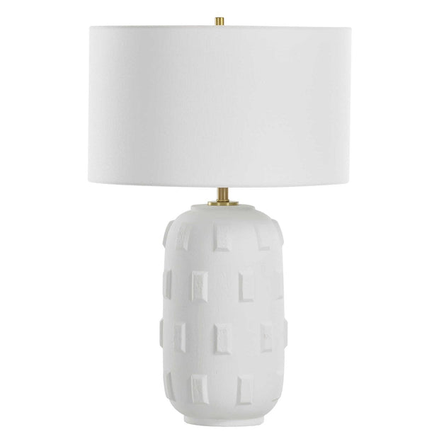Uttermost Emerie Chalk White Glaze Porcelain Table Lamp With Linen Shade