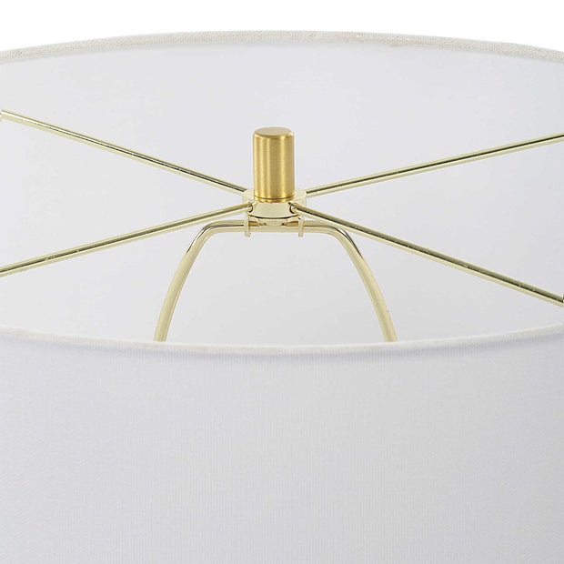 Uttermost Emerie Chalk White Glaze Porcelain Table Lamp With Linen Shade