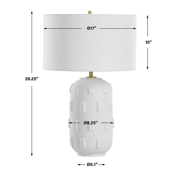 Uttermost Emerie Chalk White Glaze Porcelain Table Lamp With Linen Shade