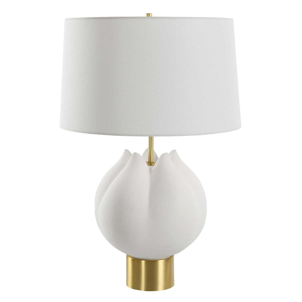 Uttermost In Bloom Chalk White Glazed Porcelain Table Lamp With Linen Shade