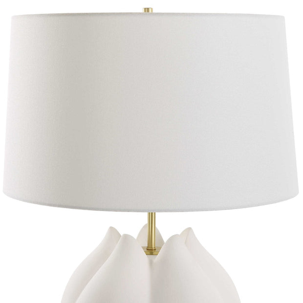 Uttermost In Bloom Chalk White Glazed Porcelain Table Lamp With Linen Shade
