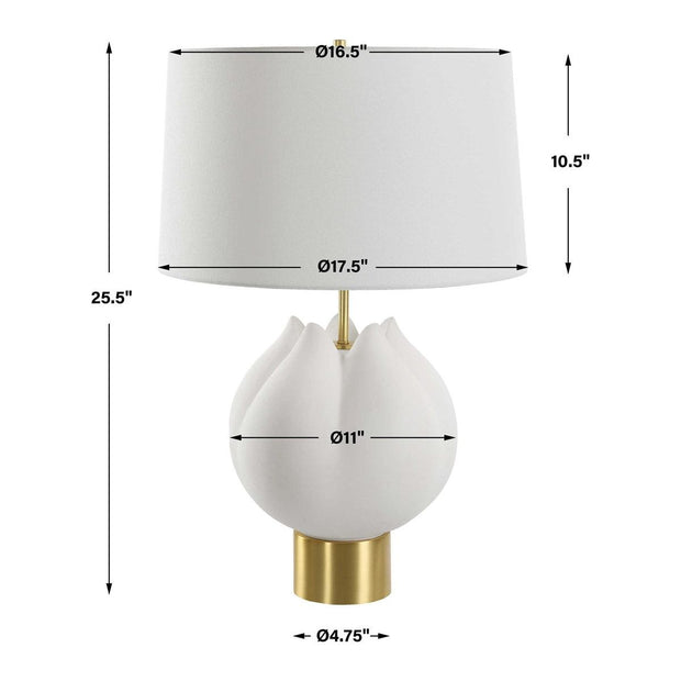 Uttermost In Bloom Chalk White Glazed Porcelain Table Lamp With Linen Shade