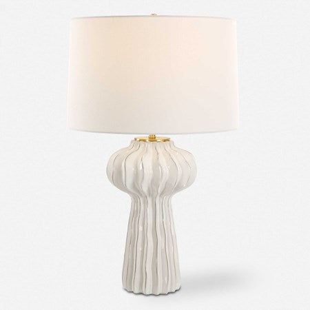 Uttermost Wrenley Off-White Glazed Porcelain Table Lamp With White Linen Shade