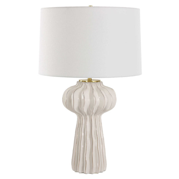 Uttermost Wrenley Off-White Glazed Porcelain Table Lamp With White Linen Shade
