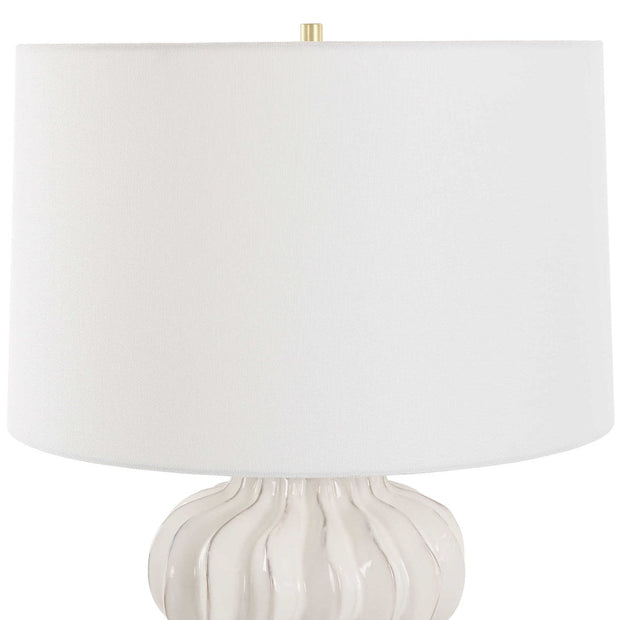 Uttermost Wrenley Off-White Glazed Porcelain Table Lamp With White Linen Shade
