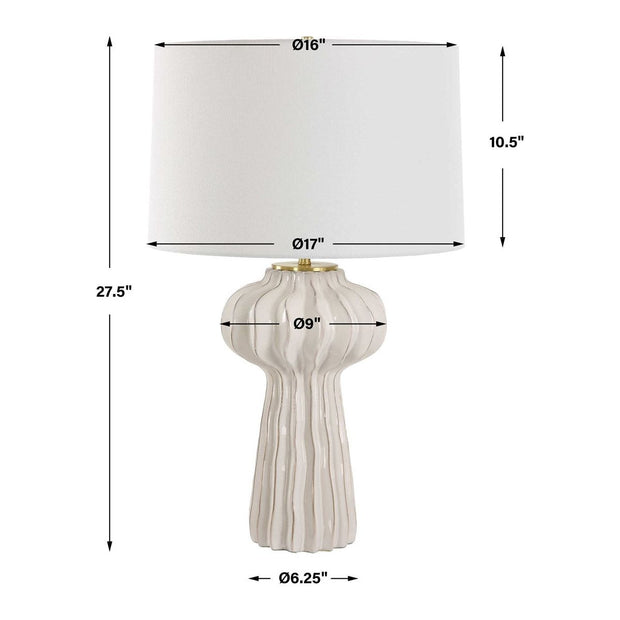 Uttermost Wrenley Off-White Glazed Porcelain Table Lamp With White Linen Shade