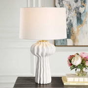 Uttermost Wrenley Off-White Glazed Porcelain Table Lamp With White Linen Shade