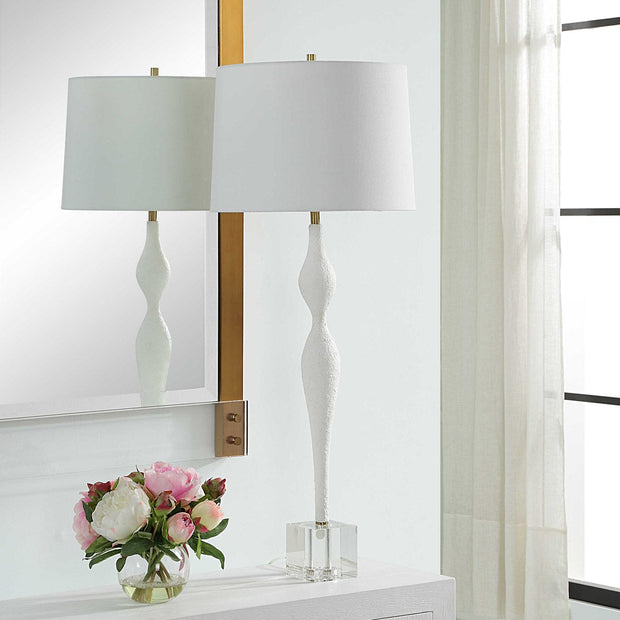 Uttermost Helena Chalk White Ceramic Table Lamp With Linen Shade