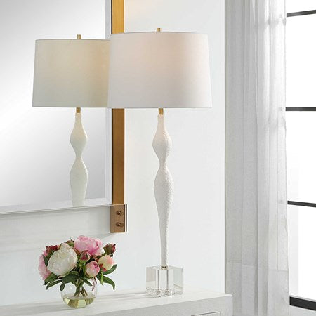 Uttermost Helena Chalk White Ceramic Table Lamp With Linen Shade