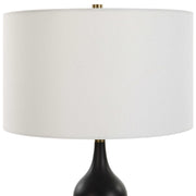 Uttermost Caviar Matte Black Glazed Ceramic Table Lamp With White Linen Shade