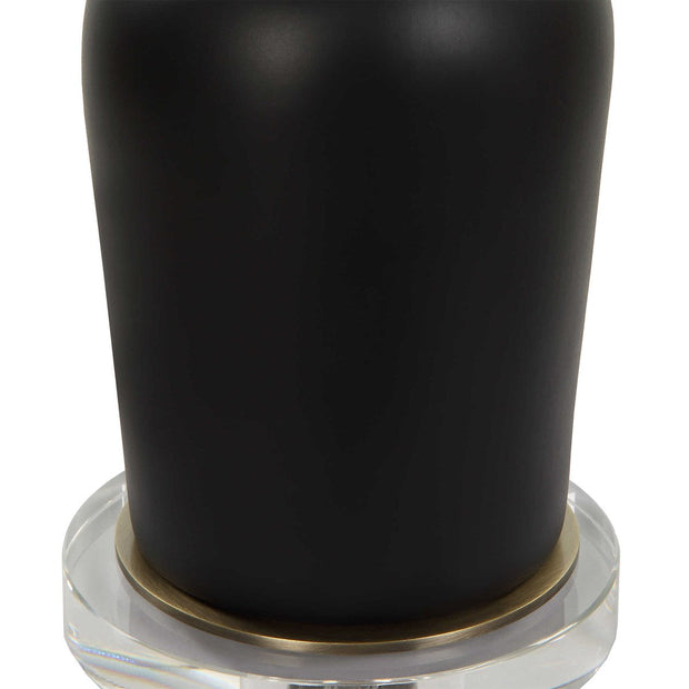 Uttermost Caviar Matte Black Glazed Ceramic Table Lamp With White Linen Shade