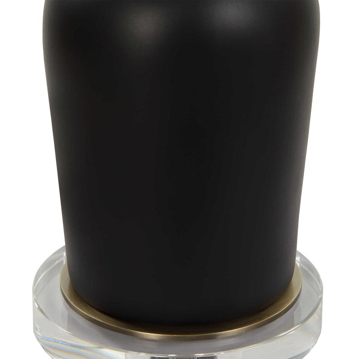 Uttermost Caviar Matte Black Glazed Ceramic Table Lamp With White Linen Shade