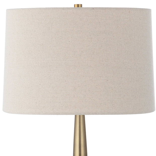 Uttermost Spyglass Matte Black Glass Table Lamp With Light Beige Linen Shade