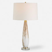 Uttermost Lyra White and Metallic Gold Table Lamp With Linen Shade