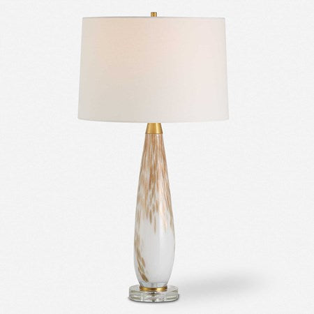 Uttermost Lyra White and Metallic Gold Table Lamp With Linen Shade