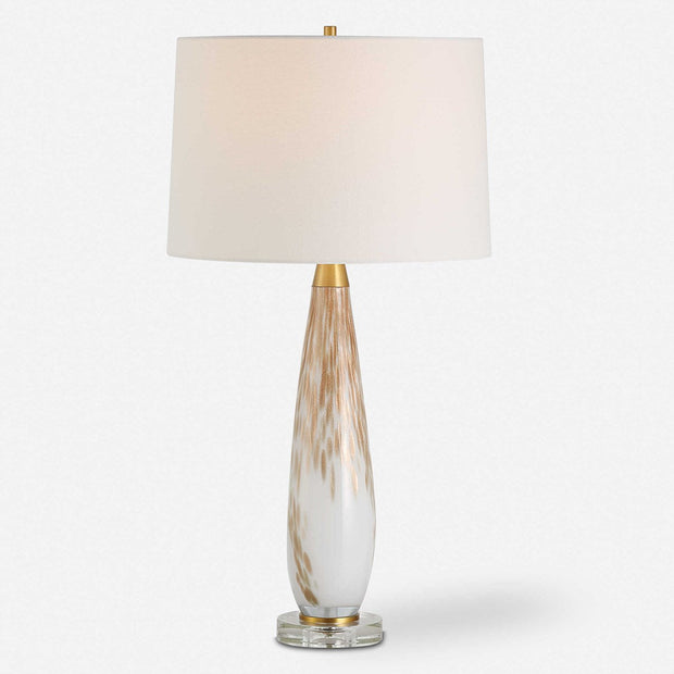 Uttermost Lyra White and Metallic Gold Table Lamp With Linen Shade
