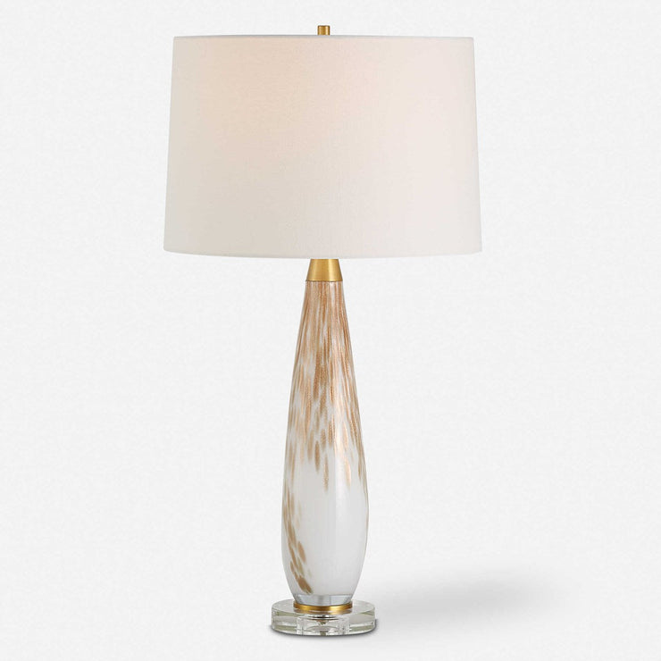 Uttermost Lyra White and Metallic Gold Table Lamp With Linen Shade