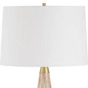 Uttermost Lyra White and Metallic Gold Table Lamp With Linen Shade