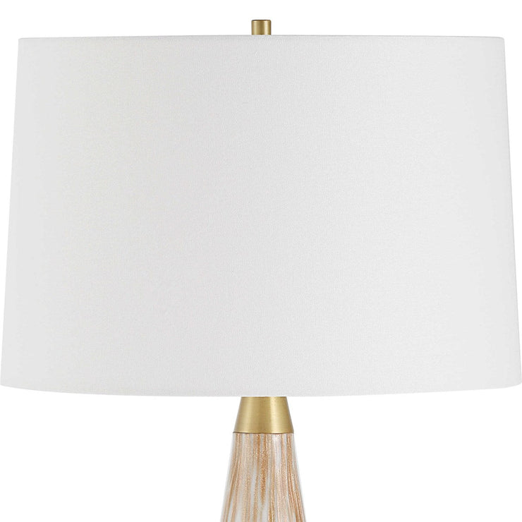 Uttermost Lyra White and Metallic Gold Table Lamp With Linen Shade