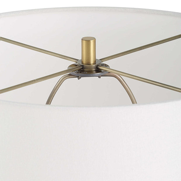 Uttermost Lyra White and Metallic Gold Table Lamp With Linen Shade