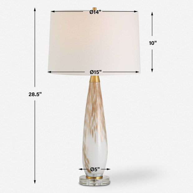 Uttermost Lyra White and Metallic Gold Table Lamp With Linen Shade