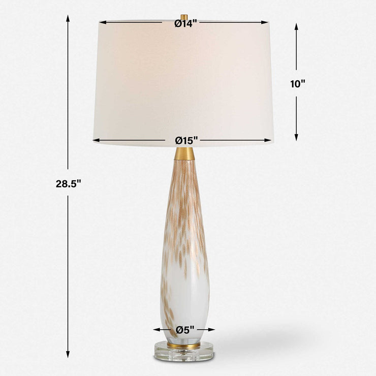 Uttermost Lyra White and Metallic Gold Table Lamp With Linen Shade