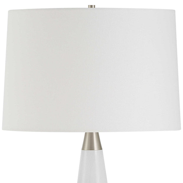 Uttermost Quinn Mottled Gray and Metallic Silver Table Lamp With Linen Shade
