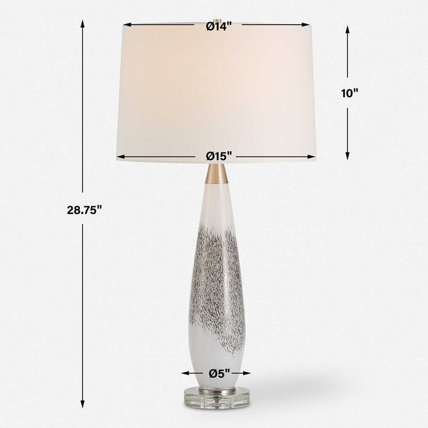 Uttermost Quinn Mottled Gray and Metallic Silver Table Lamp With Linen Shade
