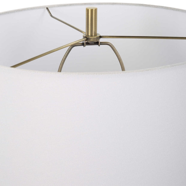 Uttermost Estelle Embossed Smoke Gray Glass Table Lamp With White Linen Shade