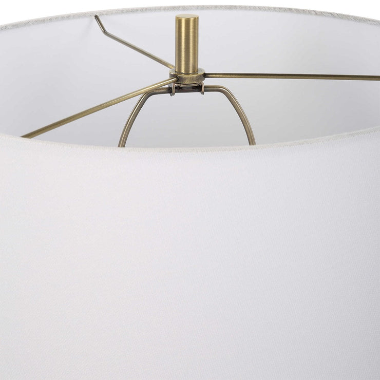 Uttermost Estelle Embossed Smoke Gray Glass Table Lamp With White Linen Shade