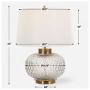 Uttermost Estelle Embossed Smoke Gray Glass Table Lamp With White Linen Shade