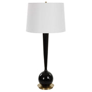 Uttermost Brielle Polished Black and Brushed Brass Accents Ceramic Table Lamp With White Linen Shade
