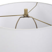 Uttermost Brielle Polished Black and Brushed Brass Accents Ceramic Table Lamp With White Linen Shade