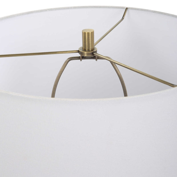 Uttermost Brielle Polished Black and Brushed Brass Accents Ceramic Table Lamp With White Linen Shade