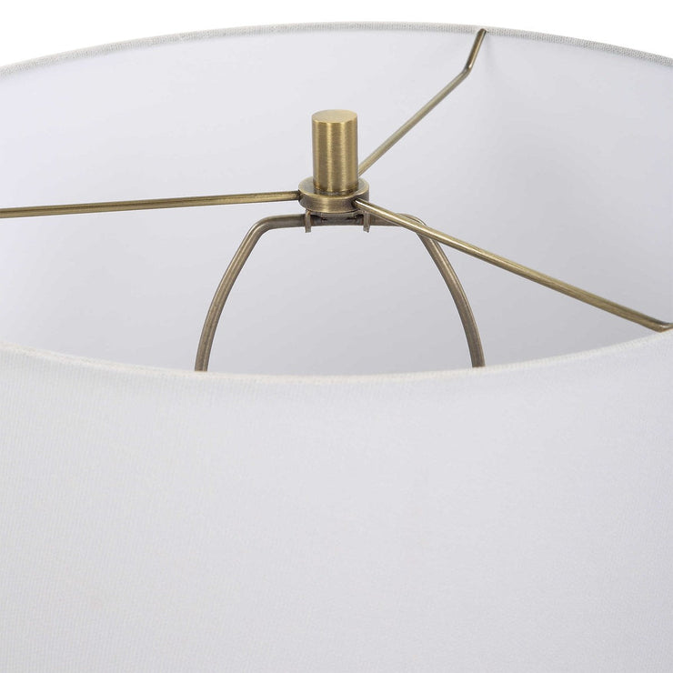 Uttermost Brielle Polished Black and Brushed Brass Accents Ceramic Table Lamp With White Linen Shade