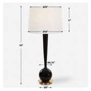 Uttermost Brielle Polished Black and Brushed Brass Accents Ceramic Table Lamp With White Linen Shade