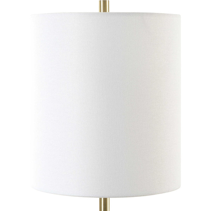 Uttermost Enigma Smoky Teal Blue Glass Buffet Lamp With White Linen Shade