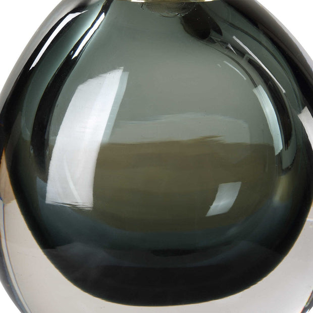 Uttermost Enigma Smoky Teal Blue Glass Buffet Lamp With White Linen Shade
