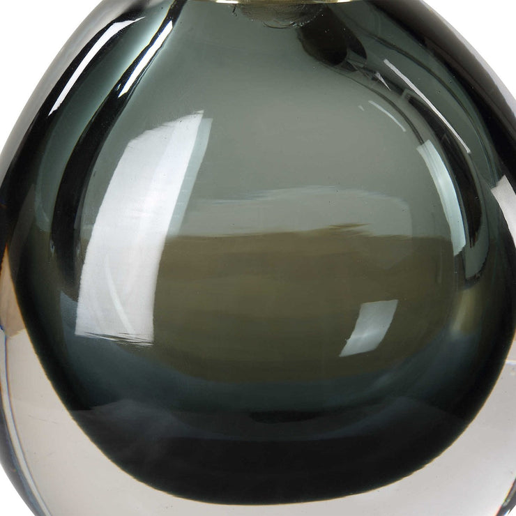 Uttermost Enigma Smoky Teal Blue Glass Buffet Lamp With White Linen Shade