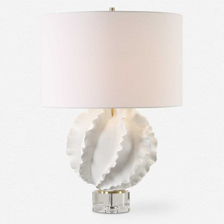 Uttermost Saylor White Glazed Ceramic Table Lamp With Linen Shade