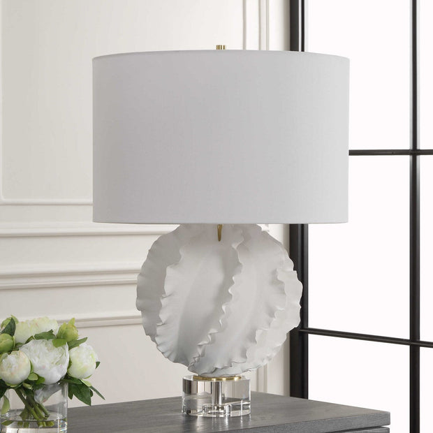 Uttermost Saylor White Glazed Ceramic Table Lamp With Linen Shade