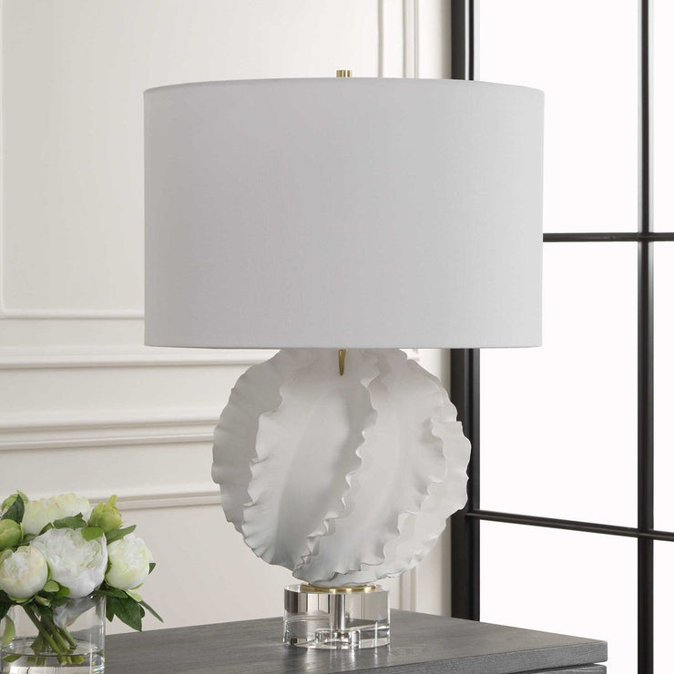 Uttermost Saylor White Glazed Ceramic Table Lamp With Linen Shade