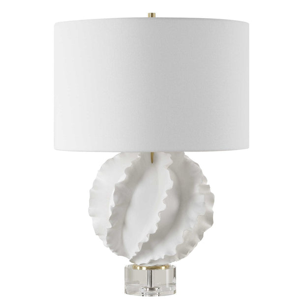 Uttermost Saylor White Glazed Ceramic Table Lamp With Linen Shade