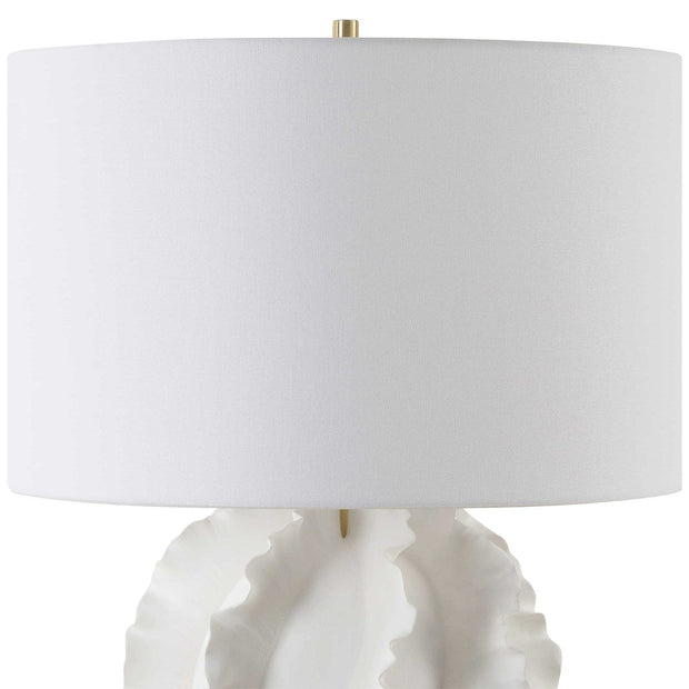 Uttermost Saylor White Glazed Ceramic Table Lamp With Linen Shade