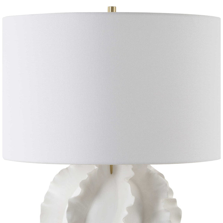 Uttermost Saylor White Glazed Ceramic Table Lamp With Linen Shade