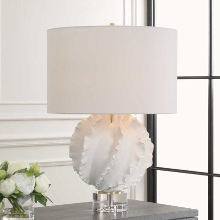Uttermost Saylor White Glazed Ceramic Table Lamp With Linen Shade