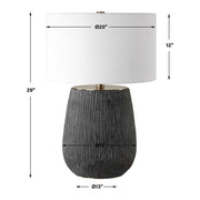 Uttermost Americana Aged Black and Gray Glazed Concrete Table Lamp With White Linen Drum Shade