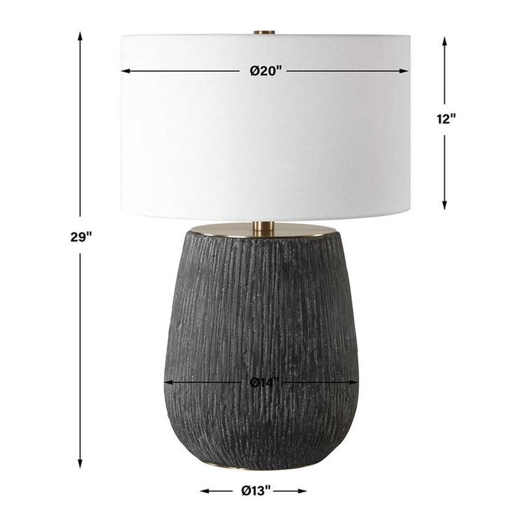 Uttermost Americana Aged Black and Gray Glazed Concrete Table Lamp With White Linen Drum Shade
