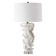 Uttermost Wisp White Glazed Textured Ceramic Table Lamp With White Linen Shade