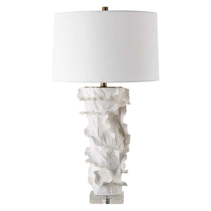 Uttermost Wisp White Glazed Textured Ceramic Table Lamp With White Linen Shade